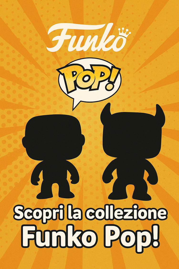 Banner promozionale per collezione Funko Pop con sfondo neutro e testo Scopri la collezione – grafica ottimizzata per Shopify