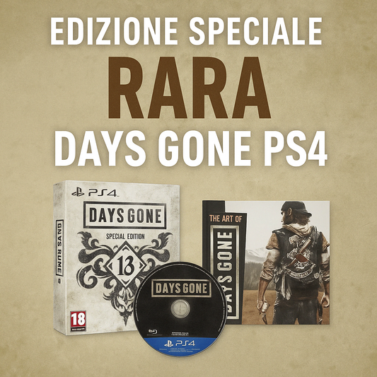 Banner promozionale per Days Gone PS4 Special Edition usato, con grafica in stile apocalittico e testo Edizione Rara da Collezione