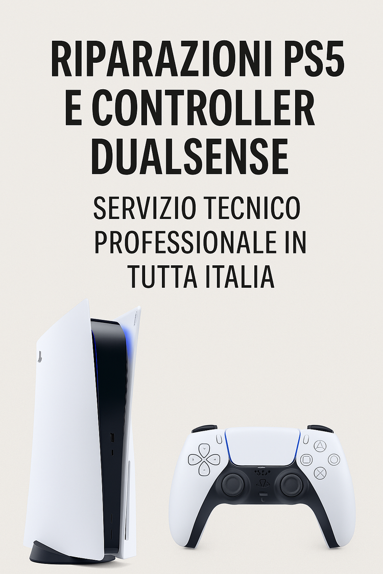 Riparazioni PS5 e controller DualSense – Servizio tecnico professionale disponibile in tutta Italia con ritiro e spedizione"